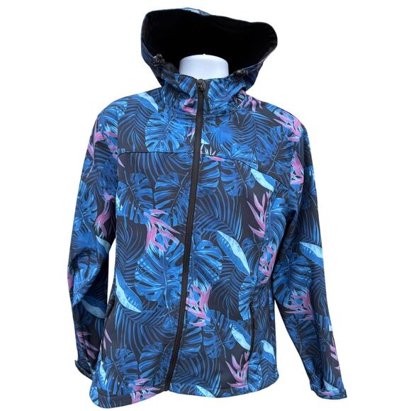Little Donkey Andy Women's XL Softshell Jacket Hood Fleece Lined Light Print - Picture 1 of 4